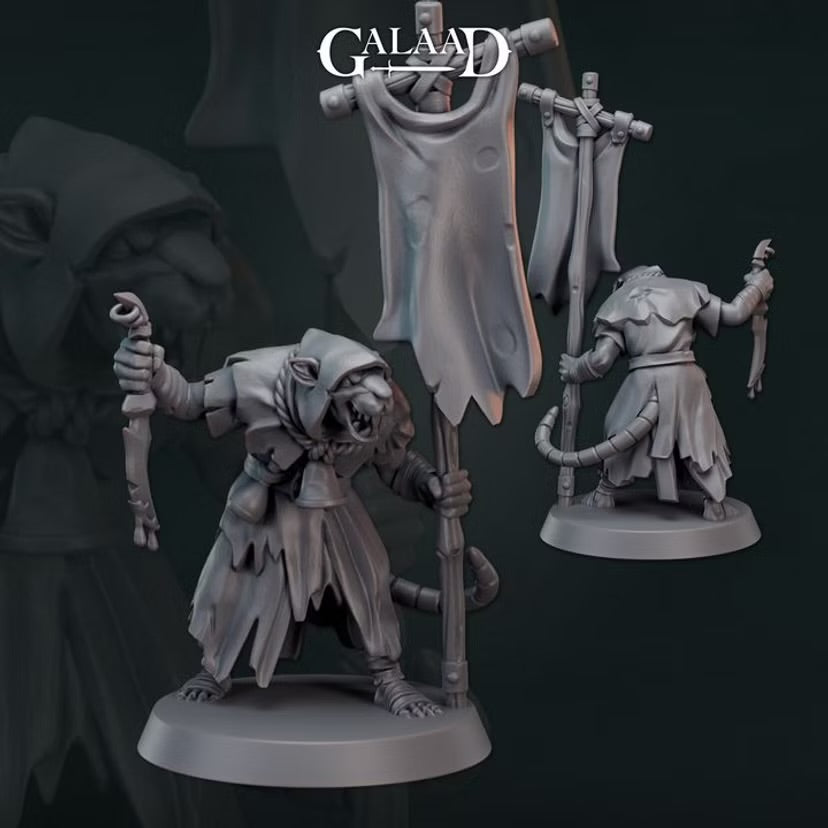 Ratfolk Dual Banner - Galaad Miniatures | Tabletop Games