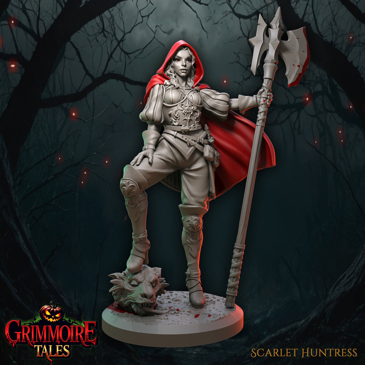 Scarlet Huntress - Great Grimoire - Grimmoire Tales | 3D Printed miniature | Tabletop Games