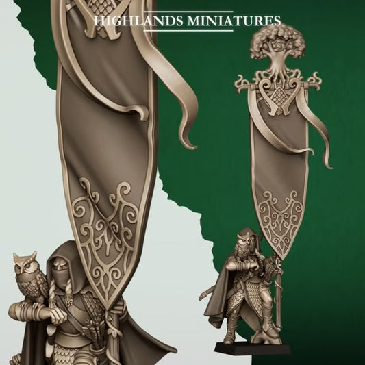 Feral Elf Battle Standard Bearer - Highlands Miniatures - Feral Elves | Tabletop Games