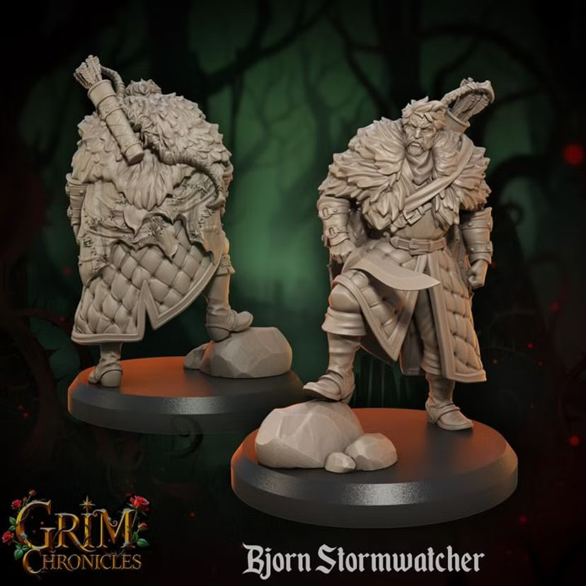 Bjorn Stormwatcher - Great Grimoire - Grim Chronicles | 3D Printed miniature | Tabletop Games