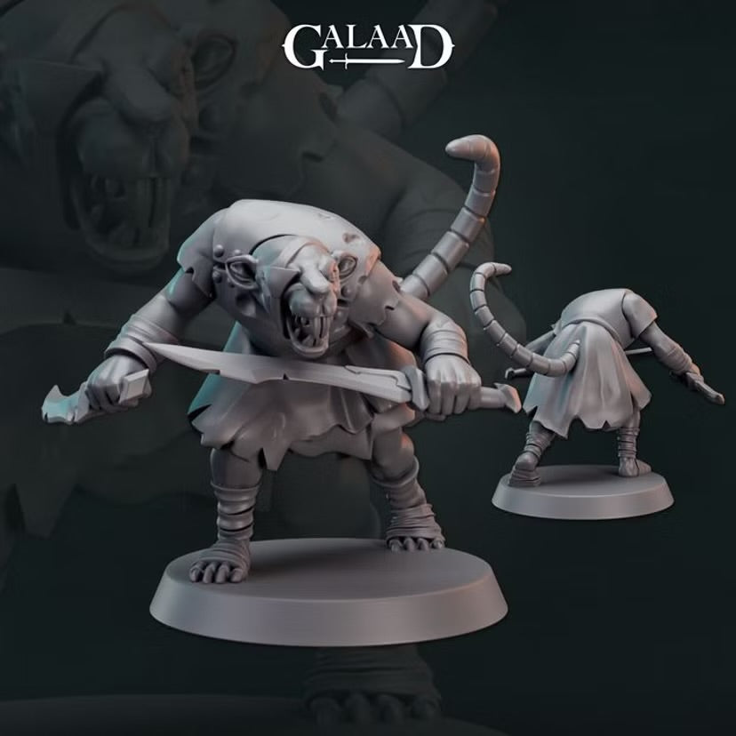 Ratfolk Dual Daggers 2 - Galaad Miniatures | Tabletop Games