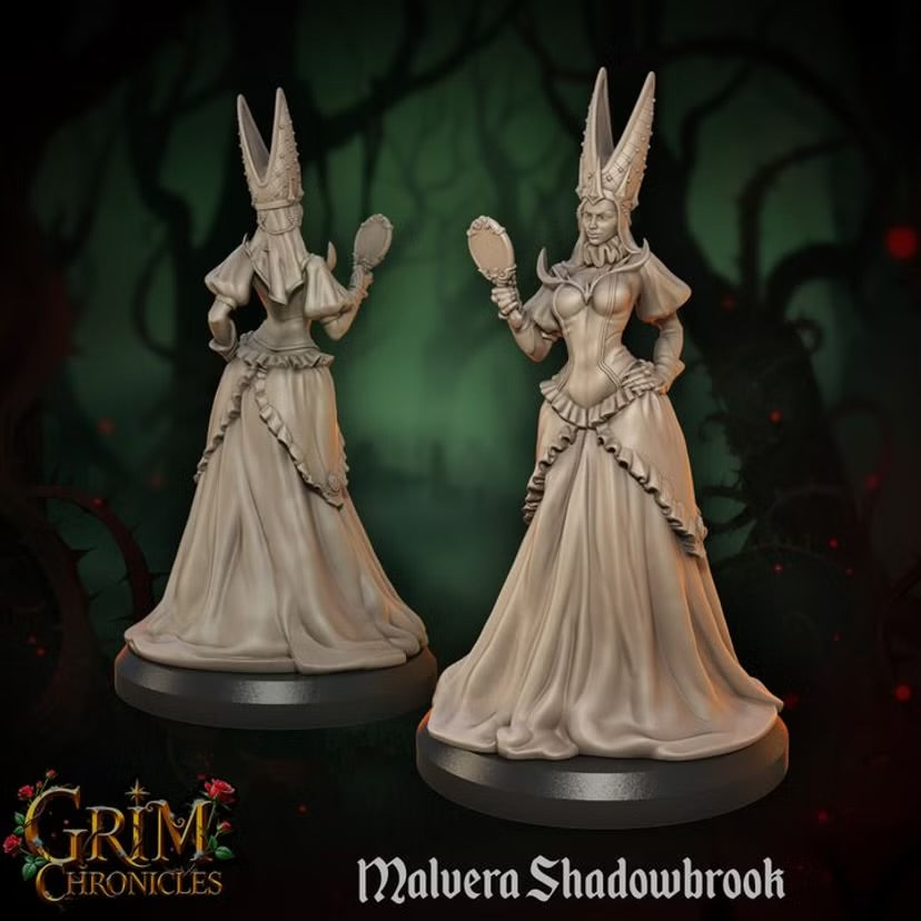 Malvera Shadowbrook - Great Grimoire - Grim Chronicles | 3D Printed miniature | Tabletop Games