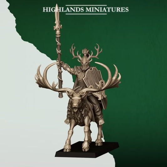 Mounted Feral Elf Lord on Feral Stag - Highlands Miniatures - Feral Elves | Tabletop Games