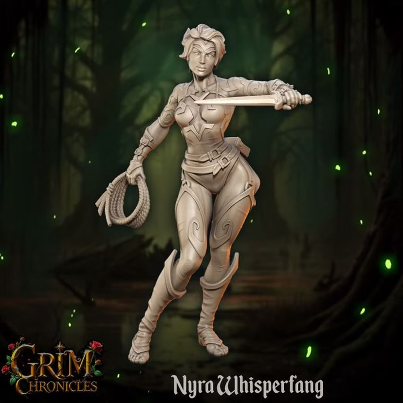 Nyra Whisperfang  - Great Grimoire - Grim Chronicles | 3D Printed miniature | Tabletop Games