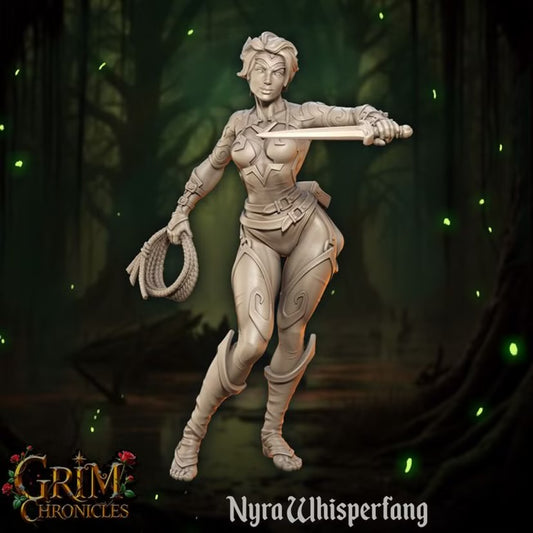 Nyra Whisperfang  - Great Grimoire - Grim Chronicles | 3D Printed miniature | Tabletop Games