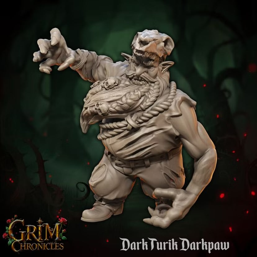 Dark Turik Darkpaw - Great Grimoire - Grim Chronicles | 3D Printed miniature | Tabletop Games