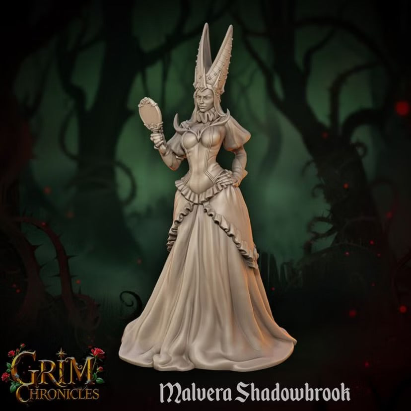 Malvera Shadowbrook - Great Grimoire - Grim Chronicles | 3D Printed miniature | Tabletop Games