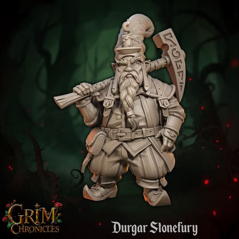 Durgar Stonefury - Great Grimoire - Grim Chronicles | 3D Printed miniature | Tabletop Games