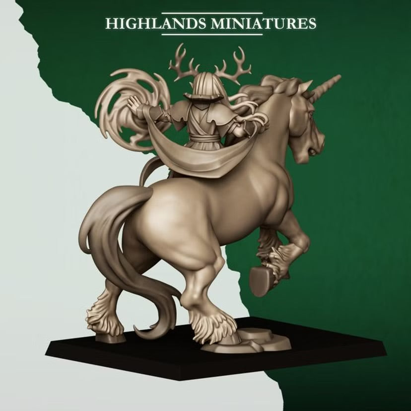 Mounted Feral Elf Druid on Unicorn - Highlands Miniatures - Feral Elves | Tabletop Games